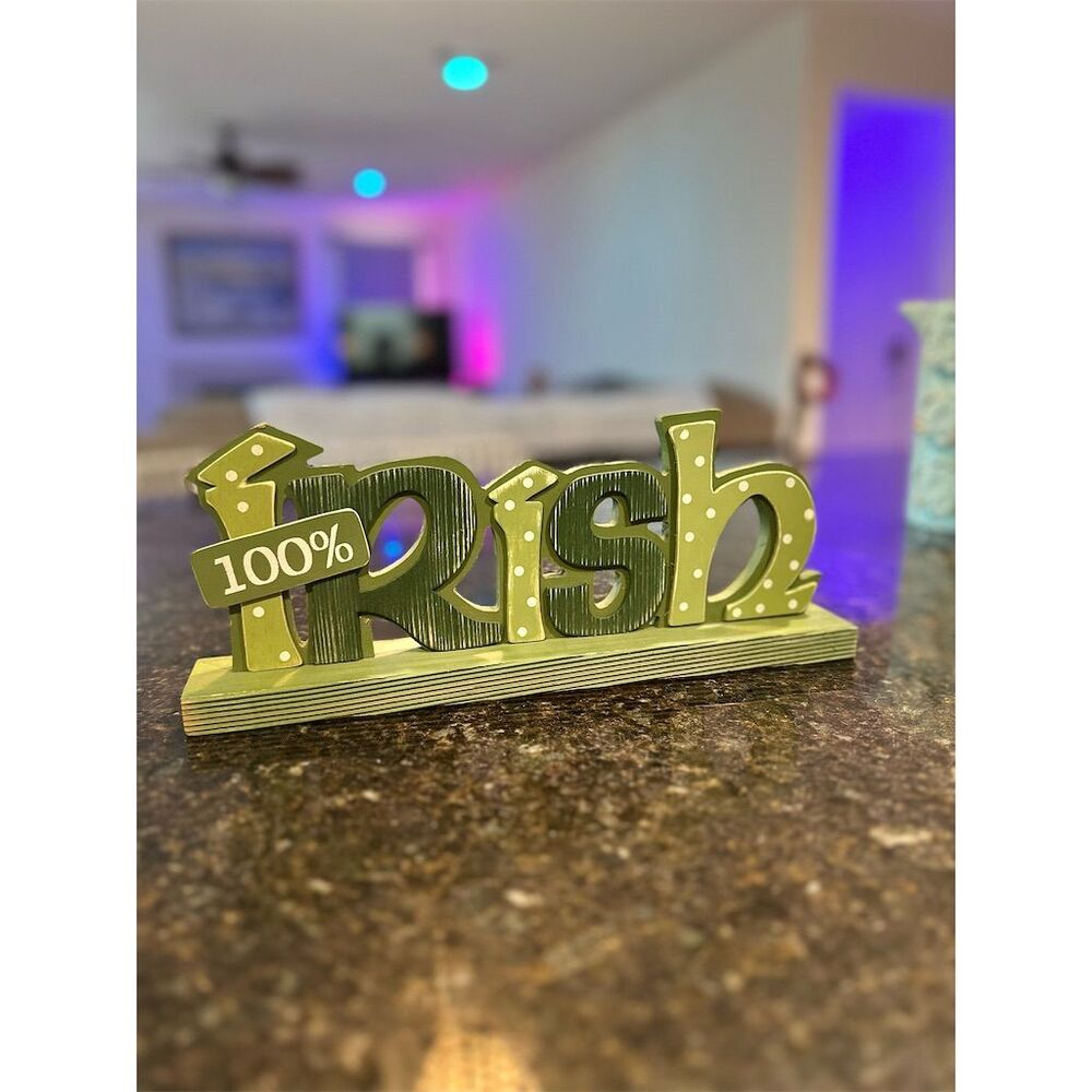 St. Patrick's Day Green Cedarwood Tabletop Sign Home Décor 12.5 in